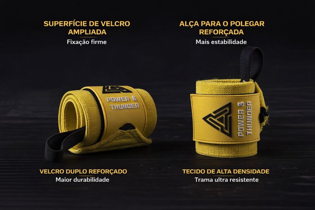 Wrist Wraps Premium – Proteção e Suporte para Treino