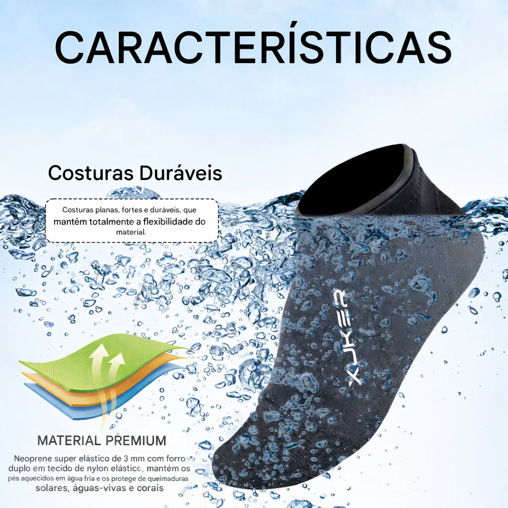 Meia de Neoprene Cano Baixo para Beach Tennis e Vôlei